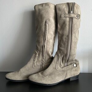 Apepazza Grey Suede Like Zip Up  High Boots 8.5